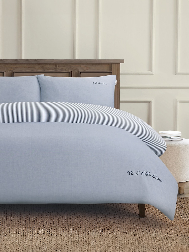 U.S. Polo Assn. True Navy Pure Cotton Chambray Duvet Set - Image 1 of 4