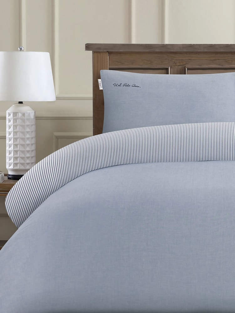 U.S. Polo Assn. True Navy Pure Cotton Chambray Duvet Set - Image 2 of 4