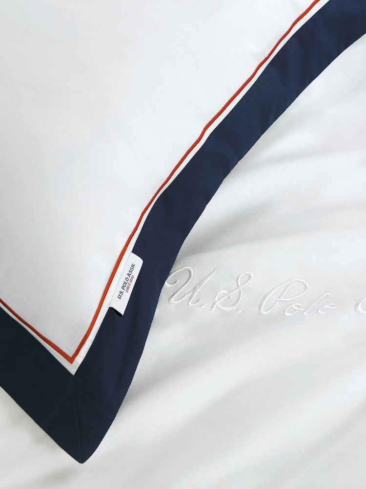 U.S. Polo Assn. Bright White Luxury Cotton Border Duvet Set - Image 4 of 4