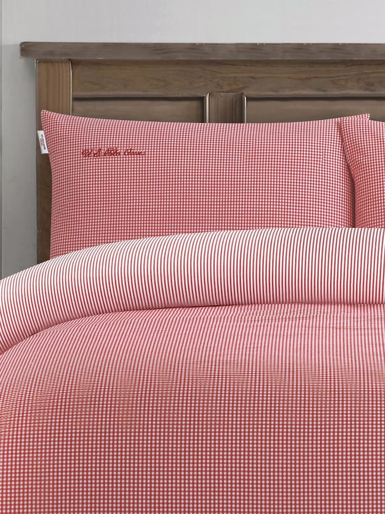 US Polo Assn. Parure housse de couette vichy en pur coton - Image 3 of 4
