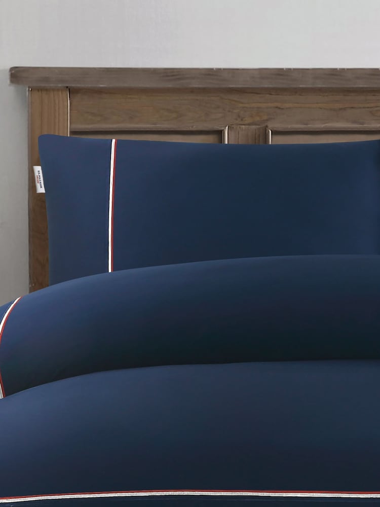 U.S. Polo Assn. Navy Iris Luxury Cotton Brand Stripe Duvet Set - Image 3 of 4