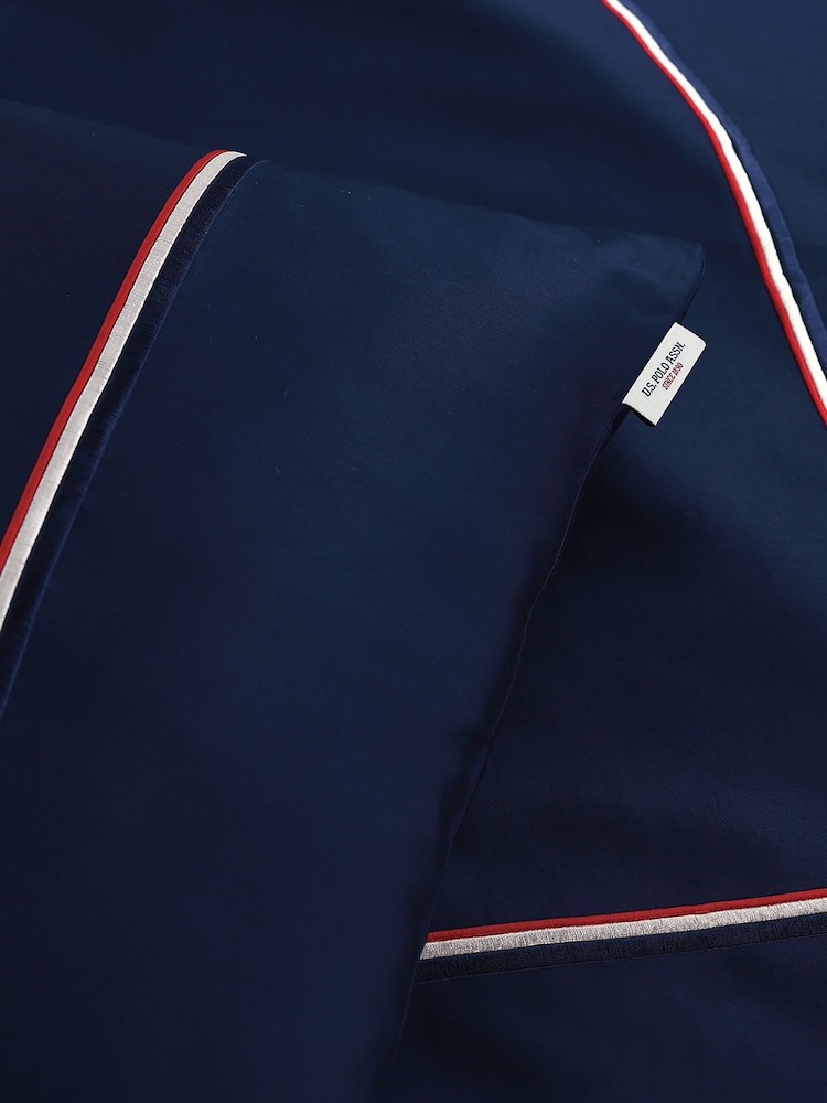 U.S. Polo Assn. Navy Iris Luxury Cotton Brand Stripe Duvet Set - Image 4 of 4
