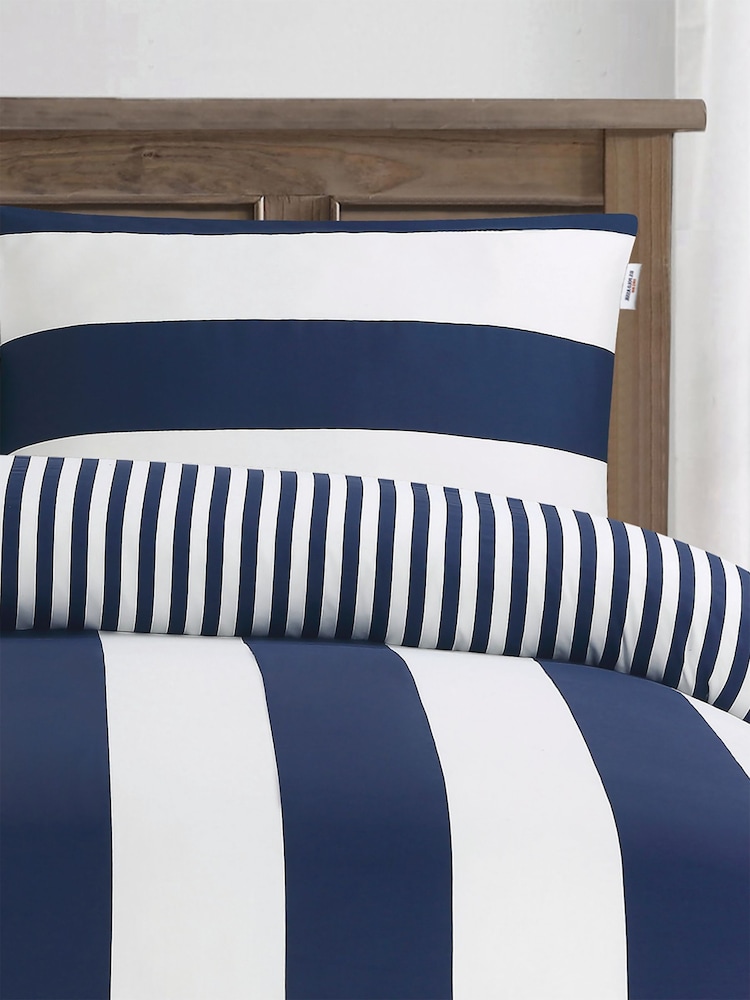U.S. Polo Assn. Navy Iris Pure Cotton Block Stripe Duvet Set - Image 3 of 4