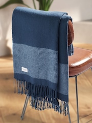 U.S. Polo Assn. Navy Iris Luxurious Tonal Herringbone Throw - Image 1 of 5