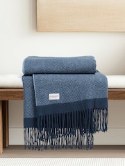 U.S. Polo Assn. Navy Iris Luxurious Tonal Herringbone Throw - Image 2 of 5