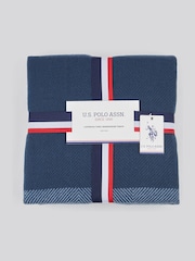 U.S. Polo Assn. Navy Iris Luxurious Tonal Herringbone Throw - Image 3 of 5