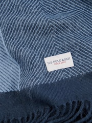U.S. Polo Assn. Navy Iris Luxurious Tonal Herringbone Throw - Image 5 of 5