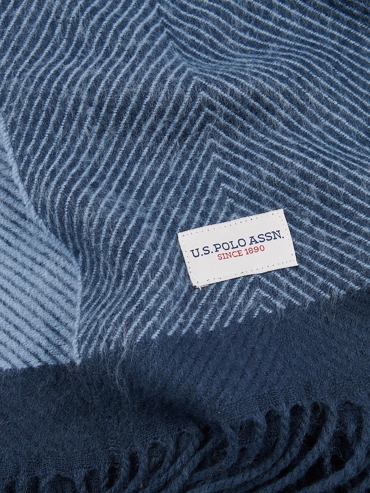 U.S. Polo Assn. Navy Iris Luxurious Tonal Herringbone Throw - Image 5 of 5