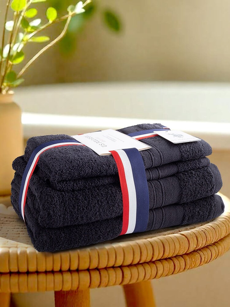 U.S. Polo Assn. Jet Black Super Soft Pure Cotton Towel Bale - Image 1 of 3