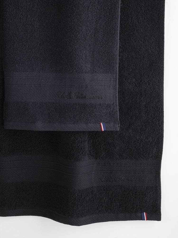 U.S. Polo Assn. Jet Black Super Soft Pure Cotton Towel Bale - Image 2 of 3