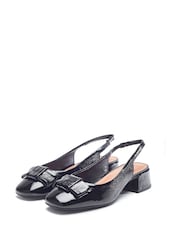 Moda in Pelle Ellm Bow Sling Back Court Black Heels - Image 2 of 4