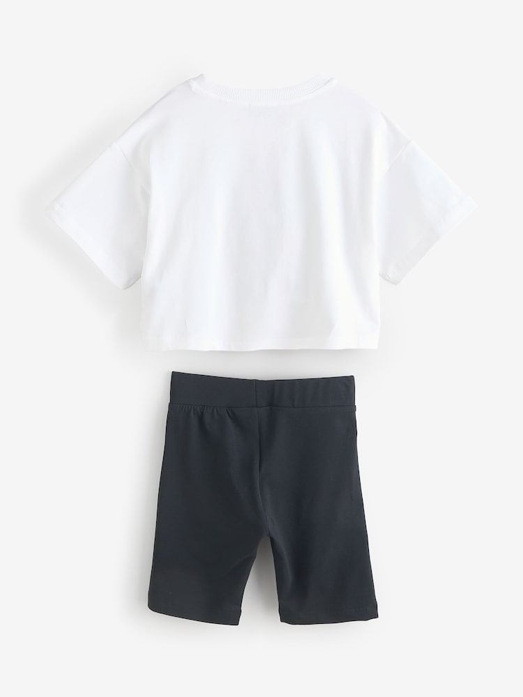 Moschino White Logo T-Shirt & Leggings Set - Image 2 of 4