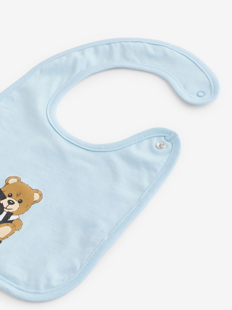 Moschino Blue Baby Logo Sleepsuit, Hat & Bib Giftset With Giftbox - Image 11 of 11