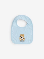 Moschino Blue Baby Logo Sleepsuit, Hat & Bib Giftset With Giftbox - Image 4 of 11