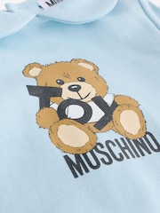 Moschino Blue Baby Logo Sleepsuit, Hat & Bib Giftset With Giftbox - Image 7 of 11
