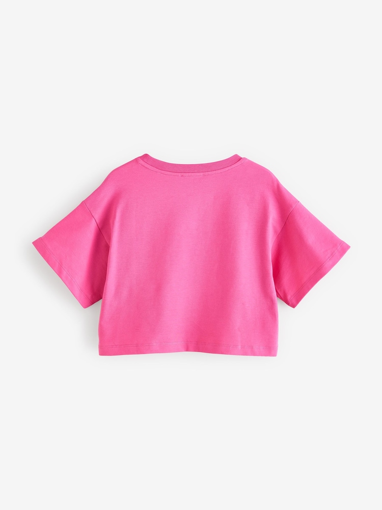 Moschino Pink Logo Cropped Short Sleeve T-Shirt - Image 2 of 4