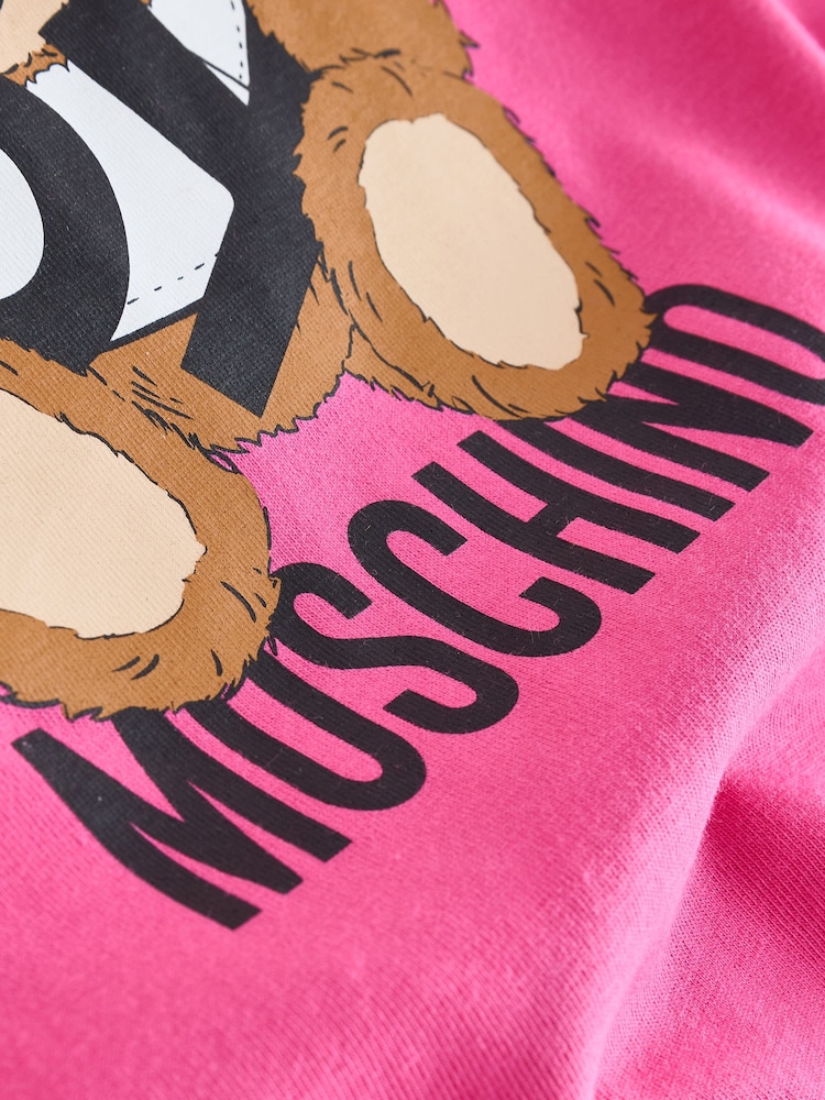Moschino Pink Logo Cropped Short Sleeve T-Shirt - Image 4 of 4