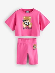 Moschino Pink Logo T-Shirt & Leggings Set - Image 1 of 5