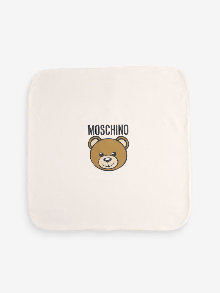 Moschino Cream Logo Baby 100% Cotton Blanket - Image 1 of 4