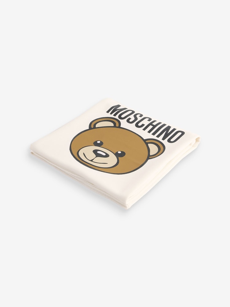 Moschino Cream Logo Baby 100% Cotton Blanket - Image 3 of 4