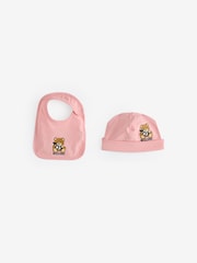 Moschino Pink Baby Logo Sleepsuit, Hat & Bib Giftset With Giftbox - Image 4 of 7