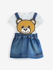 Moschino Cream Logo T-Shirt and Pinafore Dress Set - Image 1 of 5