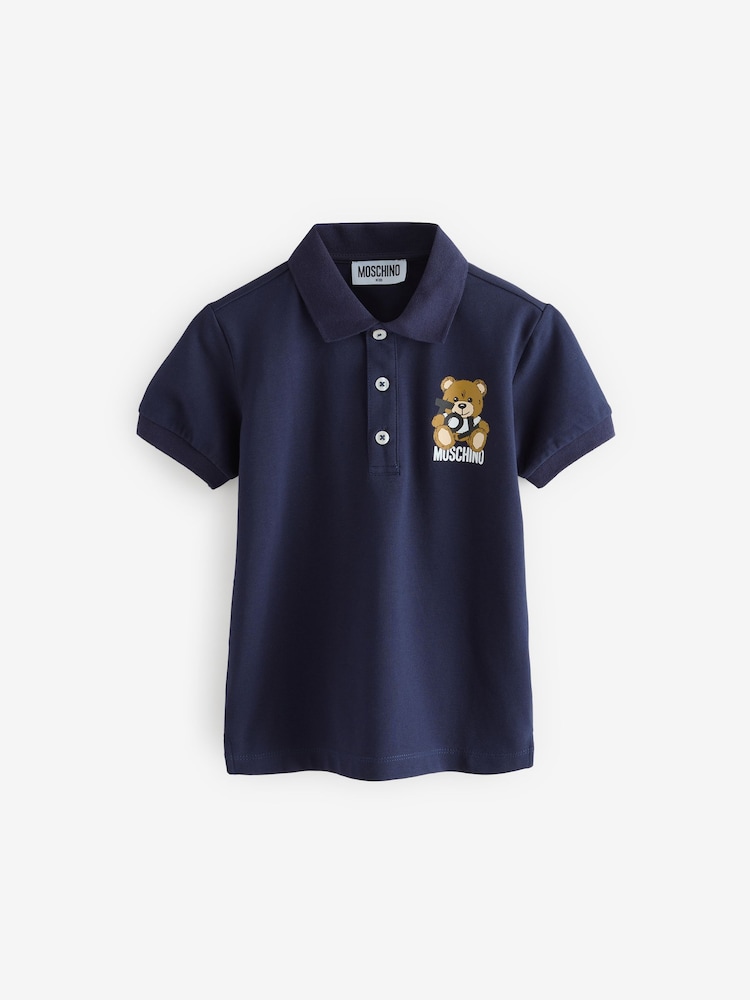 Moschino Blue Logo Polo Shirt - Image 1 of 5