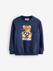Moschino Blue Logo Crew Neck Sweatshirt - Image 1 of 5
