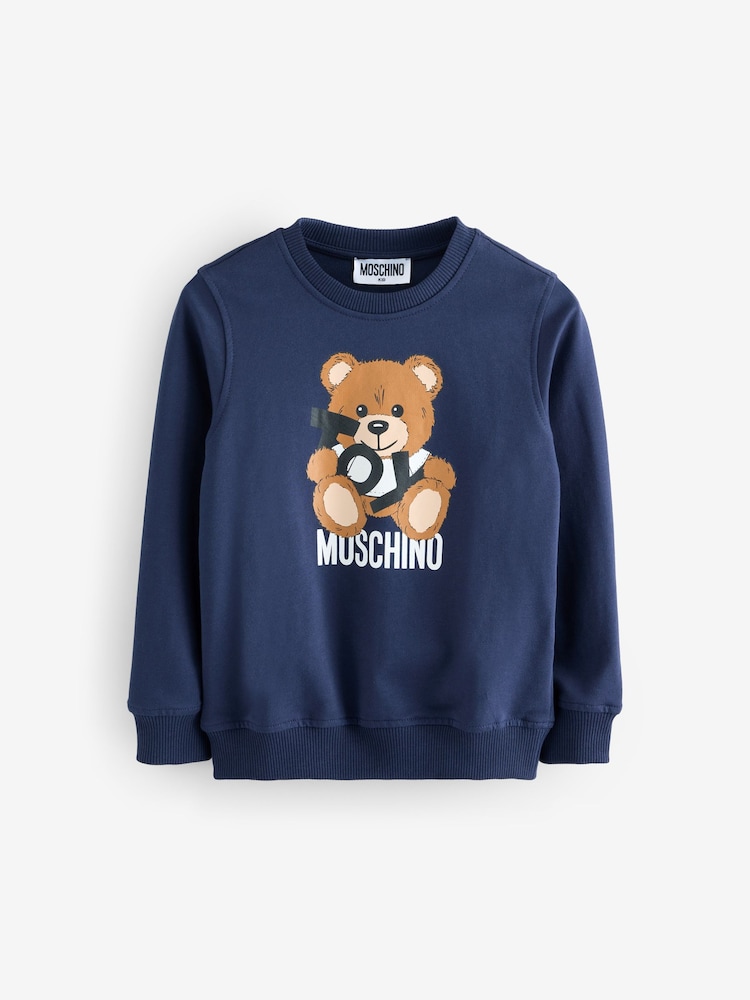 Moschino Blue Logo Crew Neck Sweatshirt - Image 1 of 5