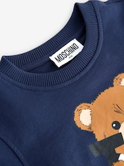 Moschino Blue Logo Crew Neck Sweatshirt - Image 3 of 5