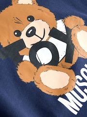 Moschino Blue Logo Crew Neck Sweatshirt - Image 4 of 5