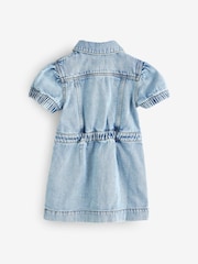 Moschino Blue Logo Denim Dress With Puff Sleeves - Image 2 of 4
