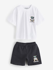 Moschino White Logo T-Shirt and Shorts Set - Image 1 of 5