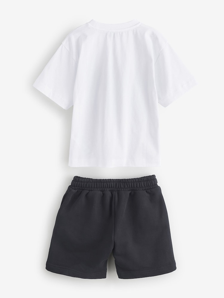 Moschino White Logo T-Shirt and Shorts Set - Image 2 of 5