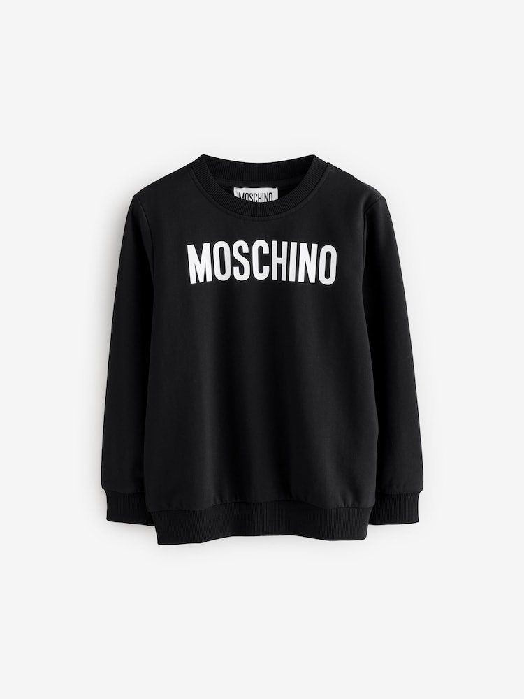 Moschino Black Logo Crew Neck Sweatshirt - Image 1 of 5