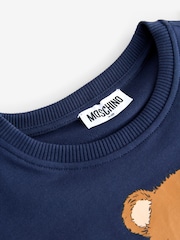 Blauw - Moschino Logo Jersey Short Sleeve Dress With Peplum Hem - Image 3 of 5