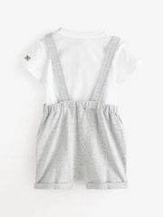 Moschino Grey Baby Logo Short Sleeve T-Shirt and Dungarees Set - Image 2 of 6