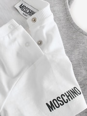 Moschino Grey Baby Logo Short Sleeve T-Shirt and Dungarees Set - Image 4 of 6