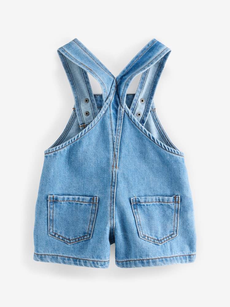 Moschino Blue Baby Denim Dungarees With Logo - Image 2 of 5