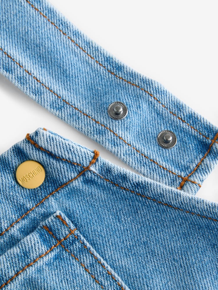 Moschino Blue Baby Denim Dungarees With Logo - Image 3 of 5