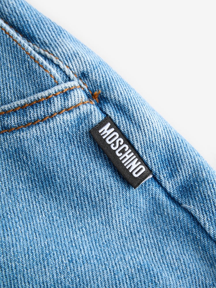 Moschino Blue Baby Denim Dungarees With Logo - Image 4 of 5