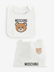 Moschino Baby Logo Hat and Bib Giftset With Giftbox - Image 1 of 5