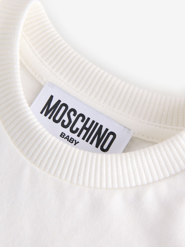 Moschino Natural Baby Short Sleeve Logo T-Shirt With Giftbox - Image 3 of 5