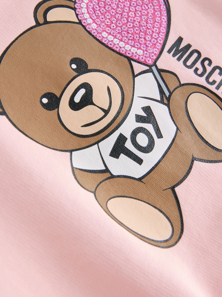 Moschino Pink Logo Crew Neck Sweatshirt - Image 4 of 5