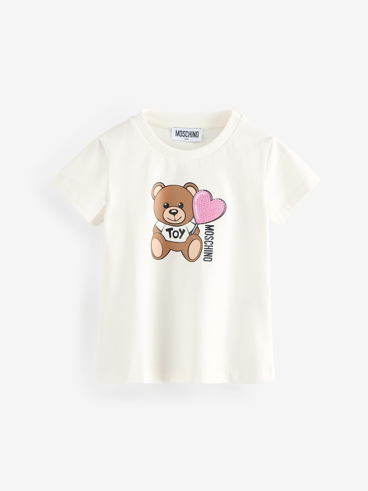 Moschino Logo Short Sleeve T-Shirt With Love Heart Graphic - Image 1 of 5