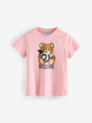 Moschino Pink Short Sleeve Logo T-Shirt - Image 1 of 5