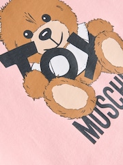 Rosa - Moschino Logo Jersey Short Sleeve Dress With Peplum Hem - Imagen 4 de 5