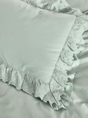 Shabby Chic by Rachel Ashwell® Set of 2 Blue Broderie Anglaise Ruffle Count Pillowcases - Image 3 of 3
