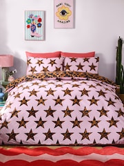 Eleanor Bowmer Pink Leopard Stars Print 180 Thread Count Duvet Cover and Pillowcase Set - Image 1 of 6