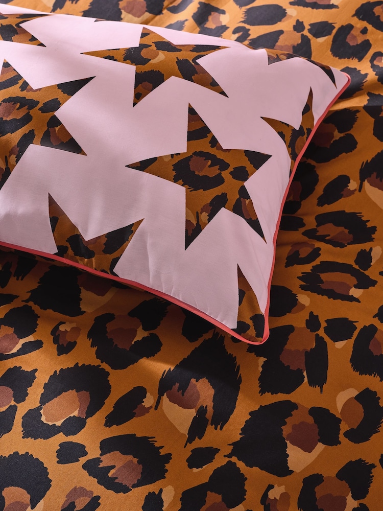 Federa per cuscino con stampa leopardata rosa chic, federa